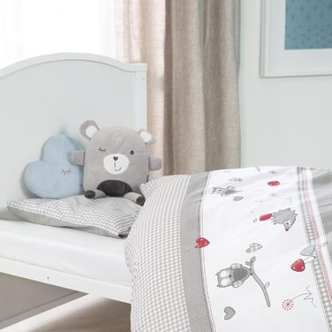 Комплект постільної білизни roba Baby Adam & Owl, 70x140 см, зростаючий разом з дитиною, в т.ч. постільна білизна, балдахін, матрац, білий