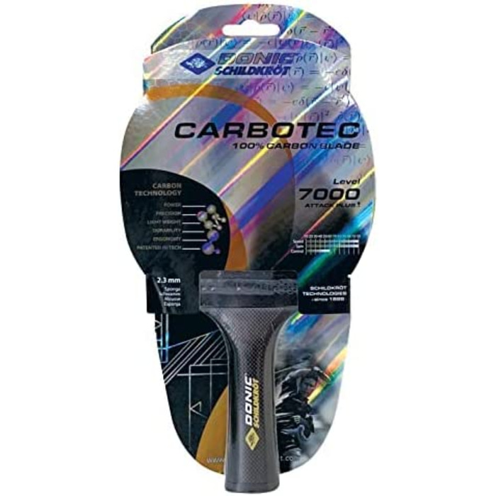 Ракетки для настільного тенісу Donic з черепахами CarboTec 7000, 100 карбон, увігнуті і анатомічні, губка 2,3 мм, настил ITTF CarboTec 7000, увігнуті, комплект 758221 з набором для чищення