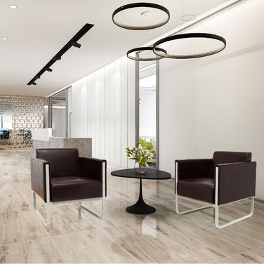 Крісло для відпочинку ARUBA, каркас біло-сірий, штучна шкіра, одномісне, коричневе, hjh OFFICE