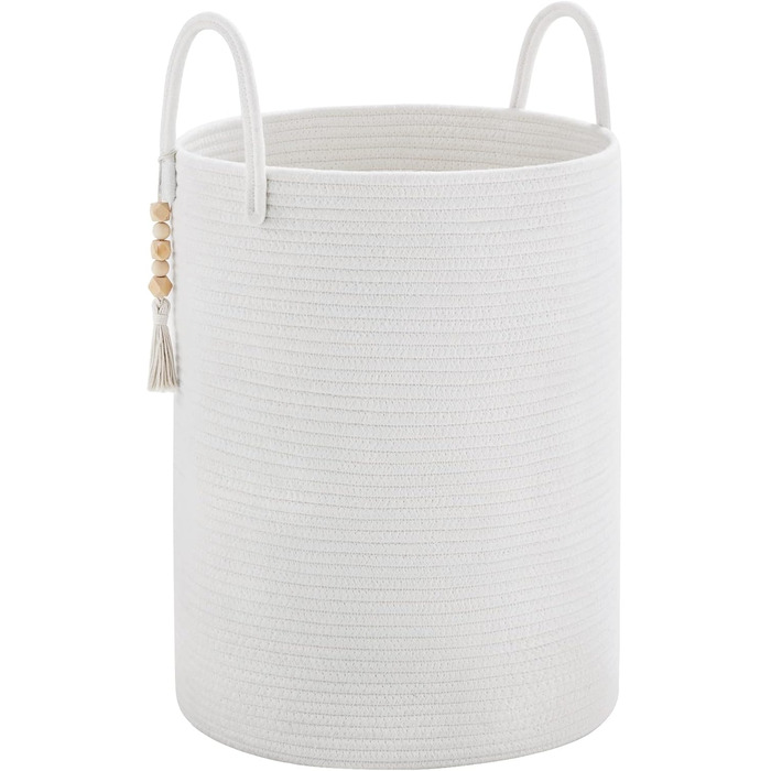 Кошик для білизни YOUDENOVA плетіний, 58L, ручний, з бавовни (білий)