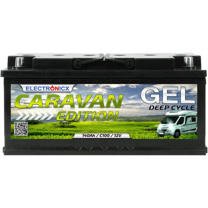 Гелева батарея 12 В 120 Ач Caravan Edition Сонячні батареї GEL Technology 12 В батарея сонячна, сонячна батарея Акумулятор для човнів Автофургони, Караван кемпінг (140 Ач)