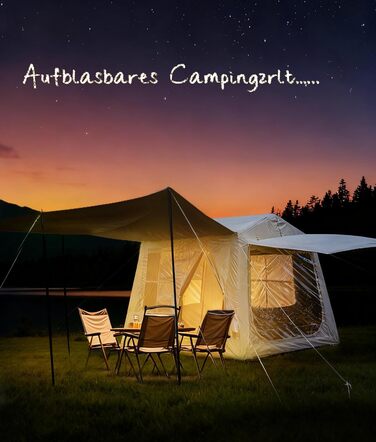 Надувний кемпінговий намет для 2-8 осіб 4 сезони Oxford, з повітряним насосом, швидке встановлення 270x270x200 см, з козирком