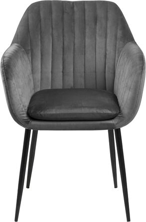 AC Design Furniture Стілець для їдальні Wendy, темно-сірий/чорний, велюр/метал, 57x61x83 см