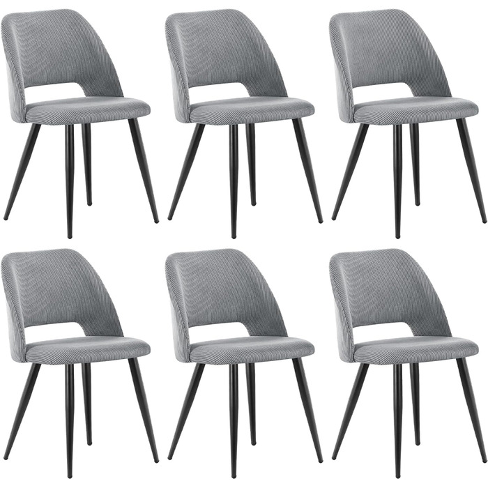 Набір обідніх стільців для кухні та вітальні, зелений та сірий, 6 шт.