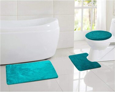 Набір килимків для ванної кімнати ELEOPTION (3 шт.) - ковзаючі, м'які, швидковисихаючі, для душу та туалету (зелений)