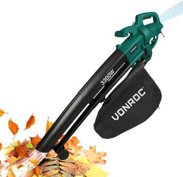 Електричний повітродув-пилосос VONROC 3300W 3-в-1 з функцією подрібнення листя та мішком для збору 40л