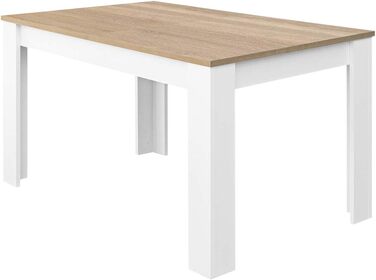 Розсувний обідній стіл Habitdesign Kendra, білий та канадський дуб, 140–190 x 78 x 90 см