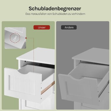 Шафка для ванної кімнати WOLTU, вузька, з 3 висувними ящиками, 32 x 30 x 81 см, для ванної, вітальні, спальні, їдальні, кухні, сучасний дизайн, білий колір, BZS123ws
