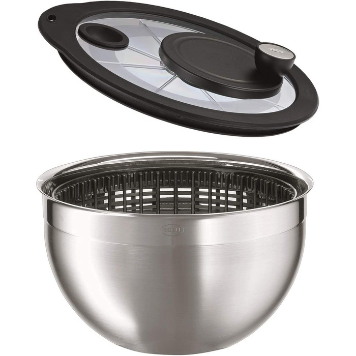 Швидка та якісна овочениця RÖSLE з кришкою та ручкою, діаметр 24 см, нержавіюча сталь 18/10