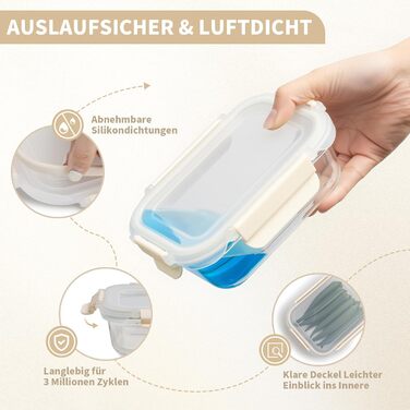 Набір контейнерів для зберігання їжі з кришками, 20 шт. (10 контейнерів, 10 кришок), миюча посуду, придатні для мікрохвильової печі та морозильної камери, герметичні, сучасні, для продуктів харчування, набір контейнерів для їжі (FE1537-cremig)