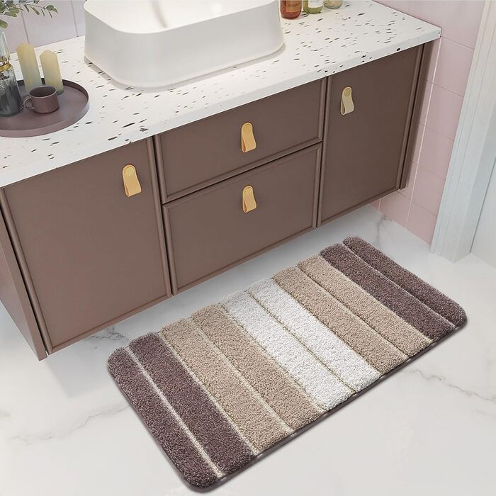Дексі 2 шт. килимок для ванної кімнати, антиковзний, 40 x 60 см, м'який, швидковисихаючий, для ванної, душу, ванни (2 шт., бежевий)
