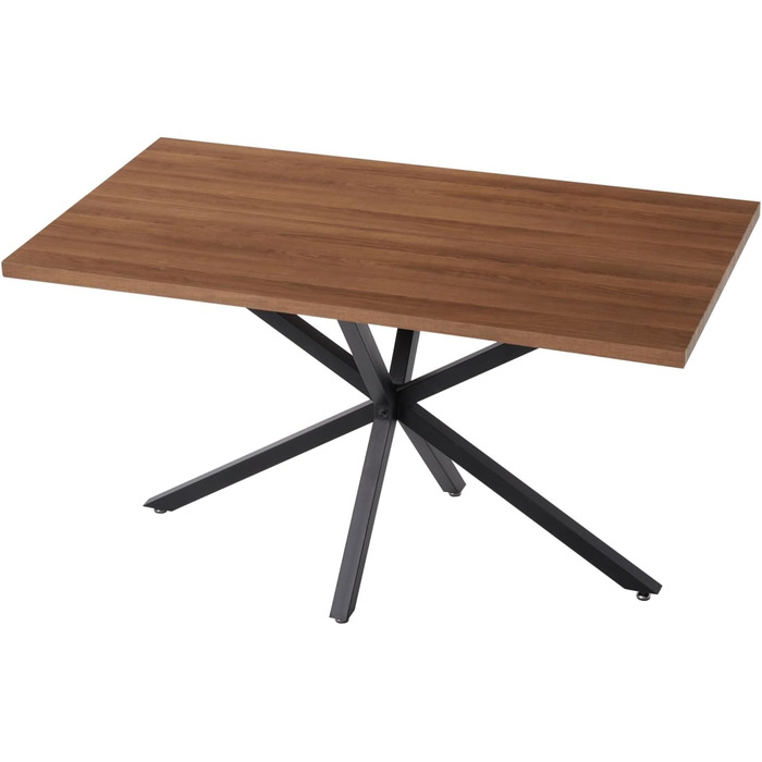 Сучасний прямокутний стіл з МДФ-плитою та чорними металевими ніжками, для вітальні або кухні, 140x78x77 см, темний дуб, структура темного дуба