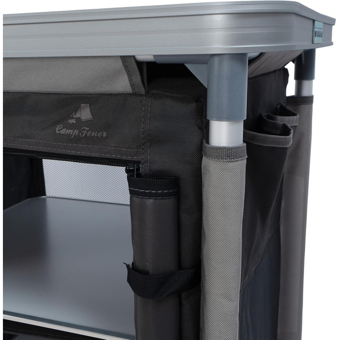 Складний шафа для кемпінгу CampFeuer 102x47x83.5 см, алюмінієвий каркас, кемпінгова кухня з 2 блискавками