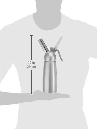 Л Сифонні вершкові соуси Шантильї Гарячі або холодні піни - Знімна головка - Ультрастійкий анодований алюміній - Ергономічний - Поставляється з 3 насадками та щіткою для чищення, 8 x 8 x 30 см (0,3 л), 0,5