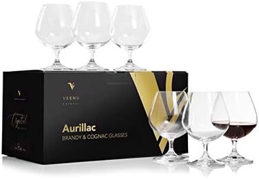 Набір келихів для коньяку, бренді та віскі Veenu Crystal Aurillac (6 шт.) | 400 мл, без свинцю