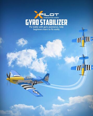 Літак на радіокеруванні VolantexRC 761-5 P51 Mustang RTF для початківців з Xpilot, 4 канали, готовий до польоту