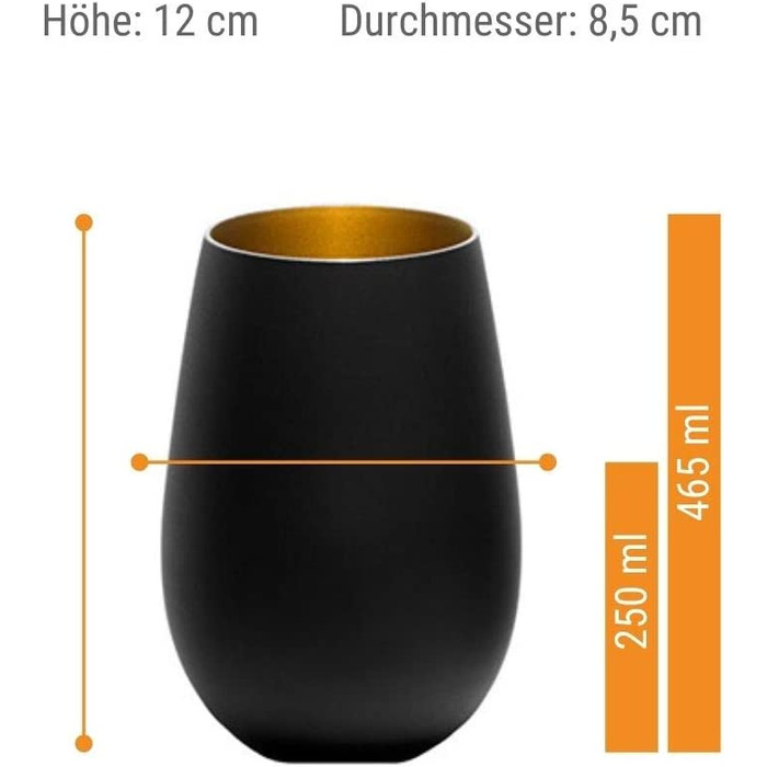 Склянки Штельцле Лаузіц 465 мл I склянки для пиття набір з 6 склянок I Набір склянок для пиття можна мити в посудомийній машині з високою стійкістю до поломки I Універсальні склянки в якості склянок для води склянки для соку склянки для віскі I Чорний Бро