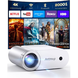 Міні проєктор Beamer Bluetooth WiFi 1080P: Підтримка iPhone/Android, HDMI, USB, Fire Stick, PS5. Компактний проєктор для телефону, фільмів, дому та відпочинку на природі