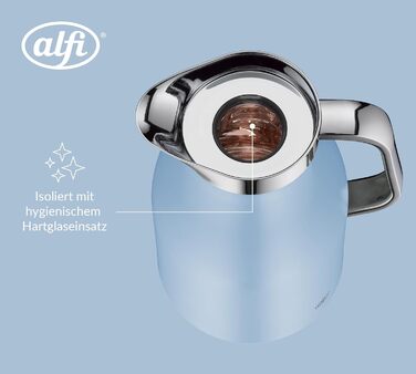 Термос Alfi SKYLINE 1.0л Pastel Water: термоізоляційний термос з нержавіючої сталі, з гігієнічним скляним вкладишем, поворотним кришкою з кнопкою, ергономічною ручкою, BPA-free, 1000 мл