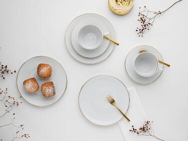 CreaTable Серія Valencia Pastell: 18-частинний кавовий сервіз на 6 осіб з порцеляни, Made in Europe (кремовий, блакитний, зелений)