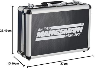 Набір інструментів Brüder Mannesmann 90 предметів в алюмінієвому кейсі M29067: плоскогубці, викрутки, тріскачка, тестер напруги