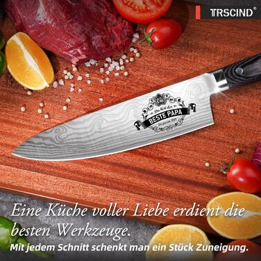 Набір кухонних ножів TRSCIND: професійний шеф-ніж та ніж для кухні з нержавіючої сталі, подарунок на Різдво/День батька для чоловіків/татусів