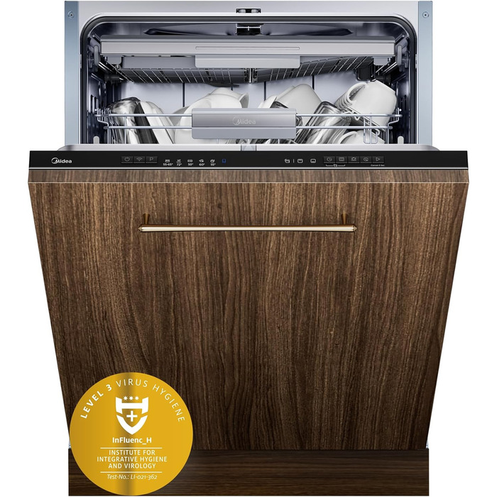 Посудомийна машина Midea SV 5.14K10C, 45 см, 10 комплектів, Inox, з Wi-Fi, 8 програм, 44 дБ, автоматичне відкриття дверцят, таймер затримки 0-24 години