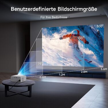 Міні проєктор VISULAPEX V3PRO: 12000LM, 1080P, WiFi, 5G, Zoom, для телефону, TV Stick, X-Box, ноутбука, білий