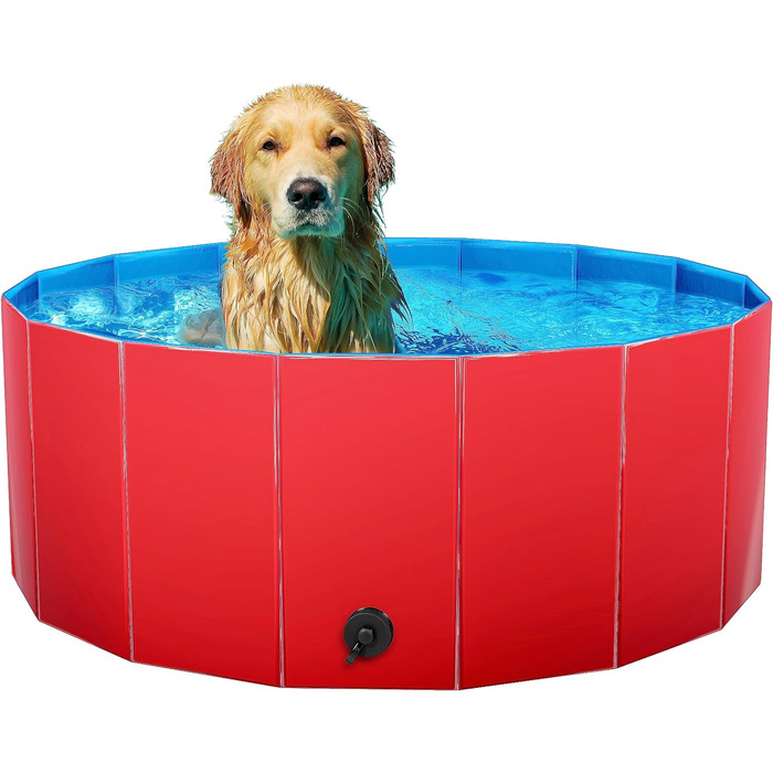 Складний басейн для собак, дитячий басейн, ванна зі зливним клапаном для собак і дітей (80X30 см) - міцна та стійка стінка