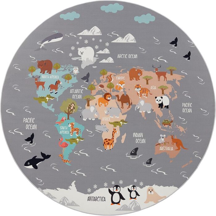 Дитяча кімната Дитячий килимок для хлопчиків Дівчатка Ігровий килим Тваринний світ Мотив Нековзний Сучасний Сірий Синій Коричневий, Розмір (100x200 см)
