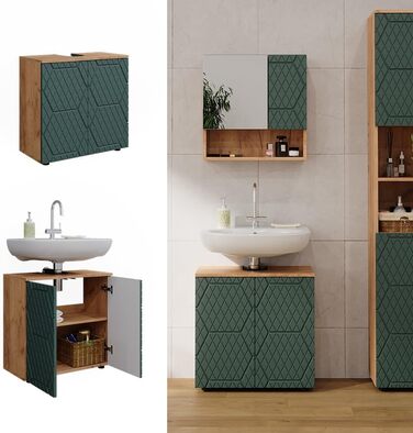 Підставка під раковину Vicco Grün/Goldkraft Eiche Irma, 60x59x30 см - шафка для ванної кімнати, 60 см