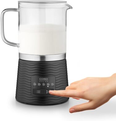 Електричний спінювач молока CASO CappuLatte: гарячий та холодний молочний пінок, 5 функцій, знімний скляний контейнер, для какао та гарячого шоколаду