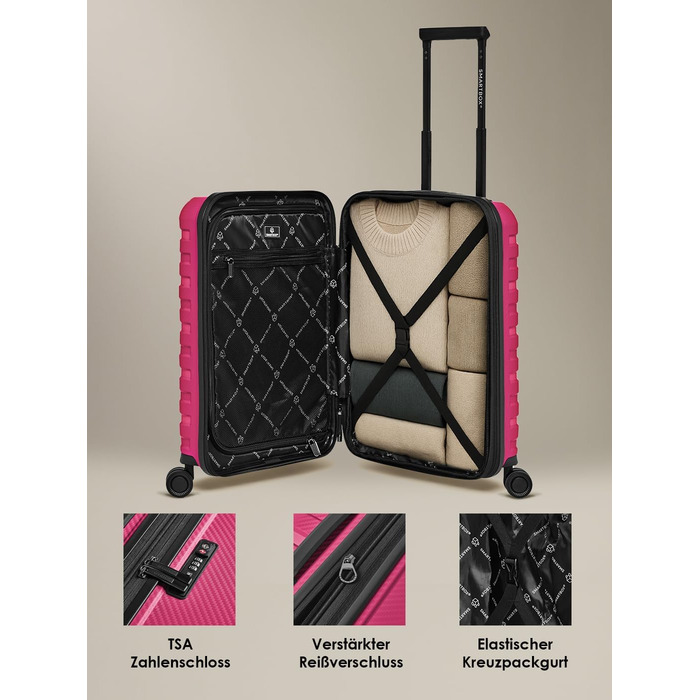 Набір валіз Smartbox Hartschalen 3-в-1: розширювані, з TSA-замком, з відділенням для ноутбука (рожевий)