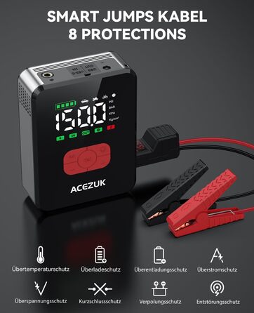 Портативний пусковий пристрій 7000A з компресором 150PSI для автомобілів, 12V, LED-ліхтарик