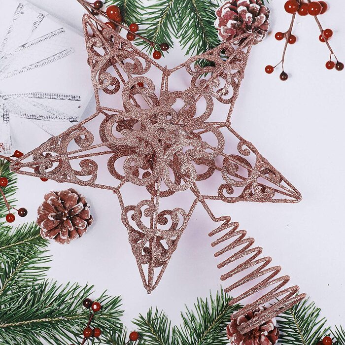 Верхівка для різдвяної ялинки Aneco, 25,4 см, зірка, металеве, блискуче, прикраса для різдвяної ялинки, на Різдво, свято, для дому, бу