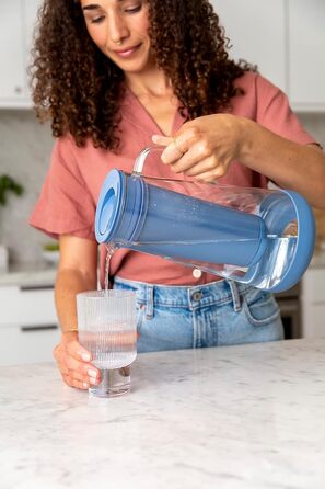 Фільтр для води LifeStraw Home: скляна кана з силіконовим дном, 1.6 л, Stormy Blue