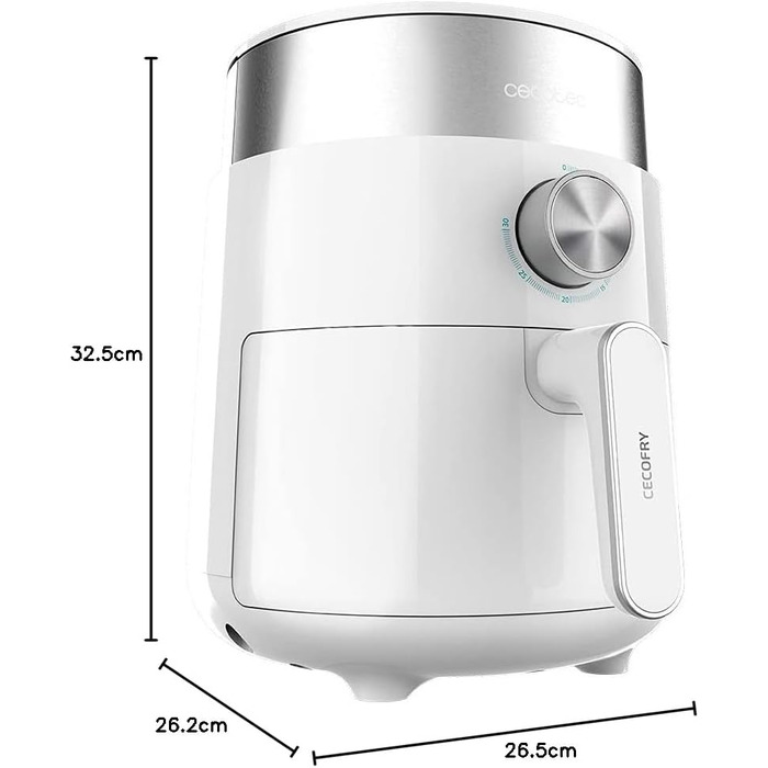Аерофритюрниця CecoFry Essential Rapid Sun 2,5 л, 1200 Вт, компактна дієтична фритюрниця з PerfectCook, біла
