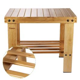 Вінтажний бамбуковий пуф-табурет - 27x23x25 см. Міцний, з неслизьким сидінням. Пуф, табурет, приліжний столик, дитячий стільчик, підставка.