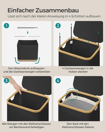 Кошик для білизни з кришкою - чорний / 90 л 42 x 32 x 70.5 cm