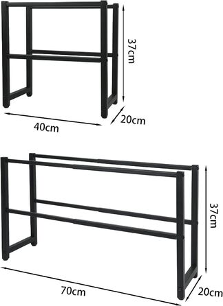 Підставка для взуття hi-home, 2 рівні, металева підставка для взуття, вузька, міцна, органайзер для взуття, вітальня, шафа, спальня, передпокій, чорна, 70x20x37см, 70x20x37см