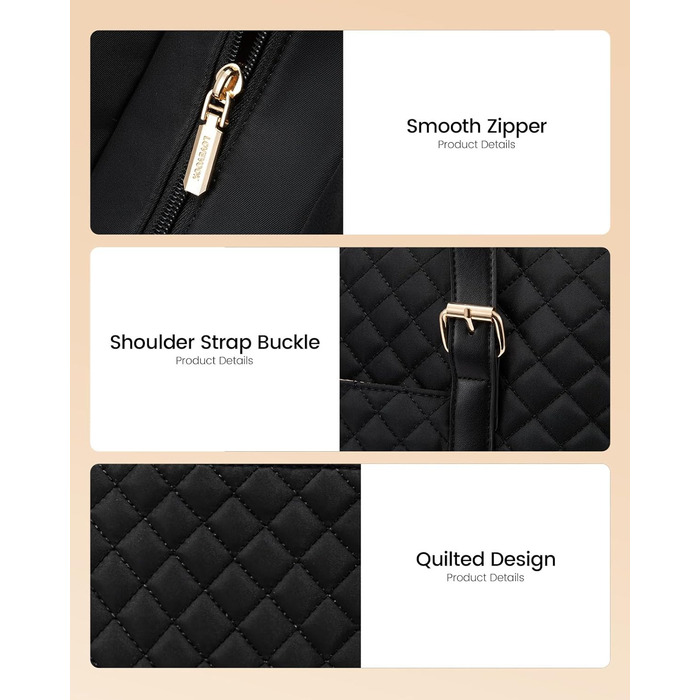 Сумка для ноутбука LOVEVOOK 15.6/17.3 дюйма, жіноча, з відділенням для ланчу, чорна, для офісу, навчання, ділових поїздок