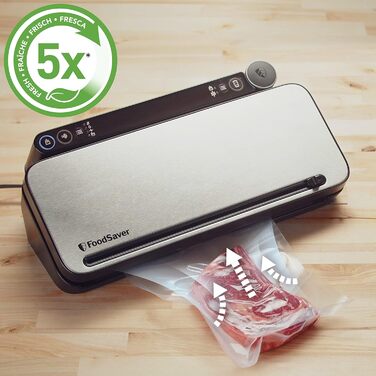 Вакууматор для продуктів FoodSaver VS3190X багатофункціональна система вакуумування, сріблястий (ручний пристрій, рулон, пакети)