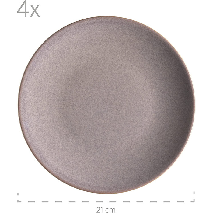 Набір посуду MSER 931547 Ossia для 4 осіб у вінтажному середземноморському стилі, комбінований сервіз з 16 предметів з кераміки (коричневий)