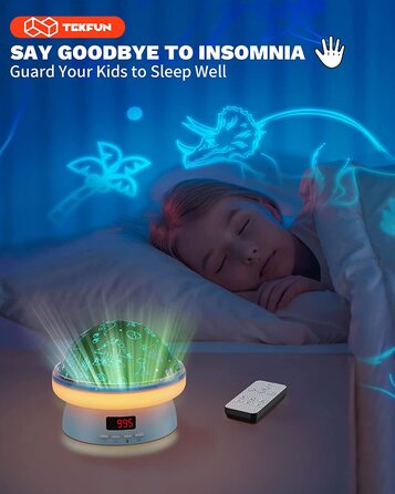 Проекційний світильник для сну TEKFUN Kawaii динозаври синій