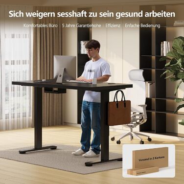 Регульований стіл, 180x80 см, електричний стоячий стіл з подвійним мотором, сенсорна панель, USB-A, організація кабелів, стільниця 25 мм, ергономічний офісний стіл, білий