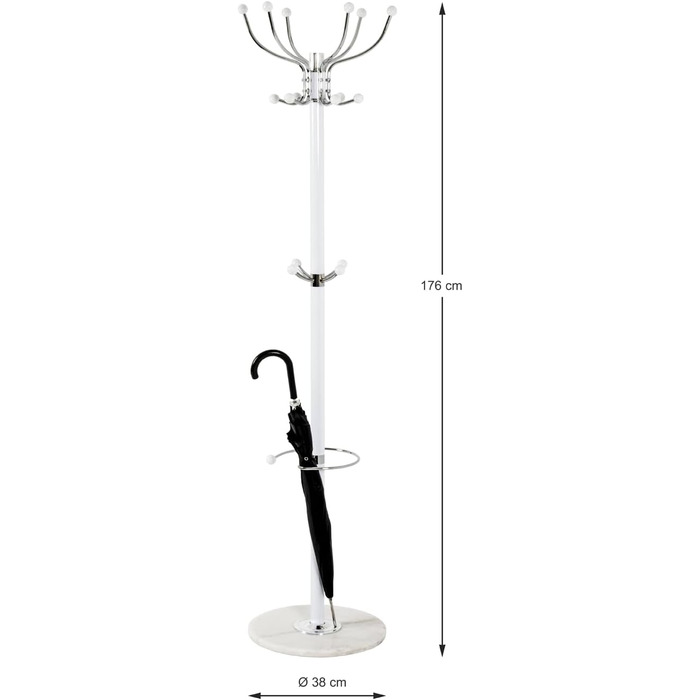 Вішалка для одягу HAKU Möbel, хром, мармур, метал, 176 x 38 см, сучасний стиль