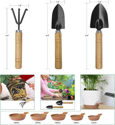 5 кашпо з пластику з системою поливу, 17.8/16.5/15.2/13.9/12.7 см. Самополивні горщики з підставкою, круглі, для квітів, сукулентів, кактусів, для дому, балкону, саду. Білий, коричневий колір