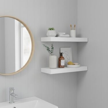 Набір полиць настінних 4 шт. для декору та книг з МДФ, білі 40x14x3 см