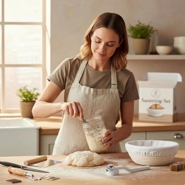 Набір для приготування закваски Crustica 8 частин: гномки круглі та овальні, скляна тара та аксесуари для випічки хліба