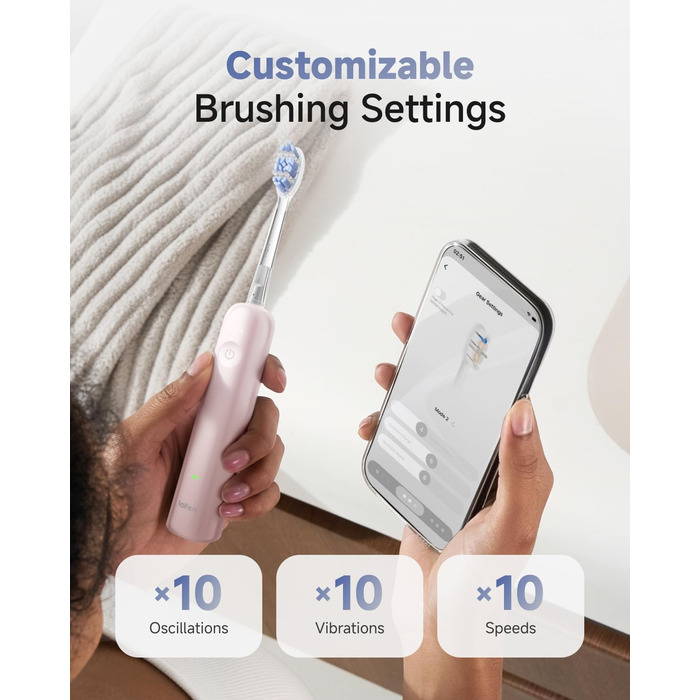Звукова зубна щітка Laifen Wave Pro рожевого кольору: 6 режимів, акумулятор до 70 днів, контроль тиску, 2 насадки